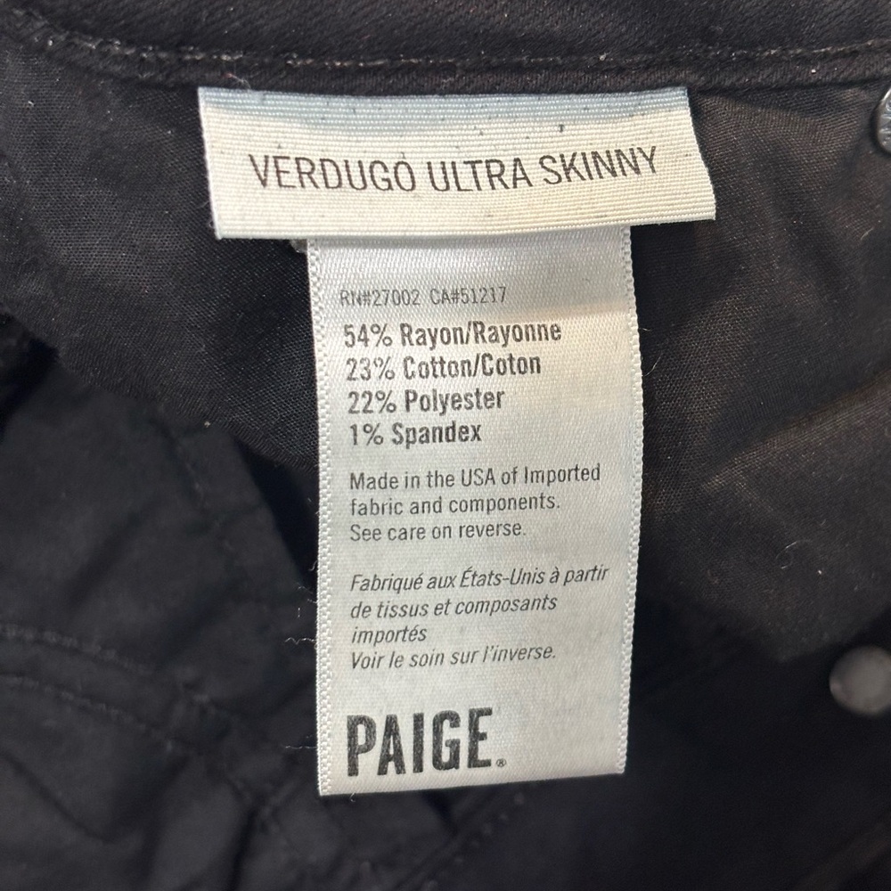 PAIGE Women's Verdugo Ultra Skinny Jean, Black...Size :27 - Picture 5 of 7